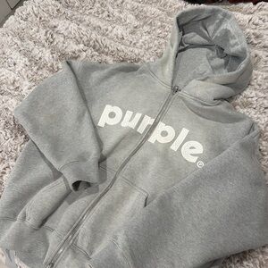 Purple Men's Gray Zip Up Sweater